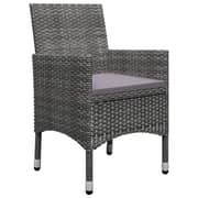 vidaXL 3 Piece Bistro Set Poly Rattan and Tempered Glass Grey