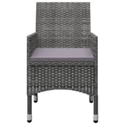 vidaXL 3 Piece Bistro Set Poly Rattan and Tempered Glass Grey