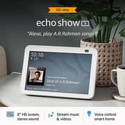 جهاز أمازون إيكو شو 8 الجيل الثاني بشاشة عرض ذكية HD ويدعم أليكسا وبلون أبيض