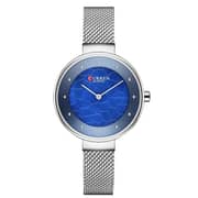 Curren CRN9032-SLVR/BLU-Unique Design Dial Elegant Women's Wristwatch