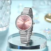 Curren CRN9081-SLVR/PINK-Stainless Steel Luxury Fashion Wristwatch