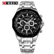 Curren CRN8084-SLVR/BLK-Stainless Steel with rugged elegance & fashion
