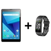 تابلت جي تاب GT-F8XBLK يدعم الواي فاي وشبكة الجيل الرابع 4G بذاكرة داخلية 32 جيجا وذاكرة 3 جيجا وشاشة 8 بوصات وبلون أسود + ساعة سمارت باند موديل W611