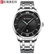 Curren CRN8356-SLVR/BLK-Multifunctional Calendar Waterproof Quartz Wristwatch