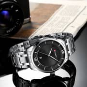 Curren CRN8356-SLVR/BLK-Multifunctional Calendar Waterproof Quartz Wristwatch
