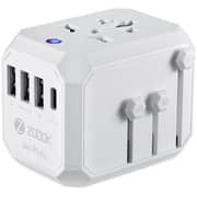 Zoook 3USB Ports/ 1Type C Multi-Regional Travel Adapter White