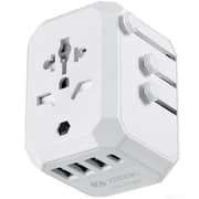 Zoook 3USB Ports/ 1Type C Multi-Regional Travel Adapter White