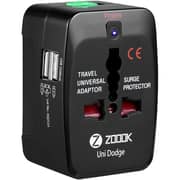 شاحن متنقل متعدد المقابس بمنفذي USB وبلون أسود من زووك