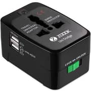 شاحن متنقل متعدد المقابس بمنفذي USB وبلون أسود من زووك