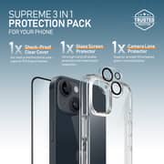 Moxedo 3 in 1 Protection Pack, Tempered Glass Screen Protector, Clear Case and Camera Lens Protector Compatible for iPhone 14 (Clear)