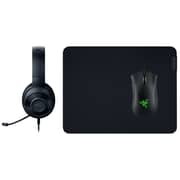 Razer Next Level Gaming Bundle Kraken X Lite Wired Headset DeathAdder Essential Wired Mouse, and Gigantus V2 Medium Mouse Mat