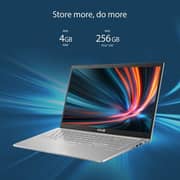 لابتوب أسوس فيفوبوك X515MA-BR468W بمعالج سيليرون 1.1 جيجاهرتز وذاكرة 4 جيجا و256 جيجا وويندوز 11 وشاشة HD مقاس 15.6 بوصة وبلون فضي ولوحة مفاتيح إنجليزية/ عربية- إصدار الشرق الأوسط