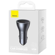 Baseus Triple Fast Car Charger Dark Grey