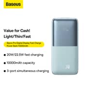 Baseus Bipow Pro Digital Display Fast Charge Power Bank 10000mAh 22.5W Blue