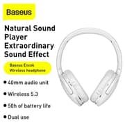 Baseus NGTD010302 Encok D02 Pro Over Ear Wireless Headphones White
