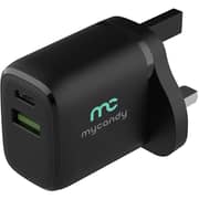 Mycandy Dual USB Travel Charger With USB-C Cable 1.5m Black