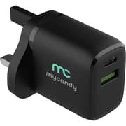 Mycandy Dual USB Travel Charger With USB-C Cable 1.5m Black
