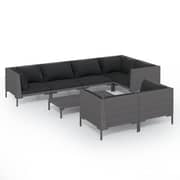 vidaXL 8 Piece Garden Lounge Set with Cushions Poly Rattan Dark Grey