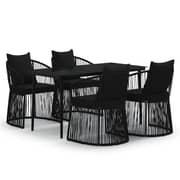 vidaXL 5 Piece Garden Dining Set with Cushions Black