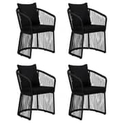 vidaXL 5 Piece Garden Dining Set with Cushions Black