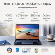 ألترا بوك أسوس زين بوك (UM3402) UM3402YA OLED0R5W بمعالج رايزن 5 بتردد 2.3 جيجاهرتز وذاكرة 8 جيجا وسعة 512 جيجا ونظام تشغيل ويندوز 11 وشاشة OLED مقاس 14 بوصة وبلون أسود ولوحة مفاتيح إنجليزية/ عربية - إصدار الشرق الأوسط