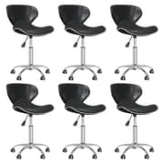 vidaXL Swivel Dining Chairs 6 pcs Black Faux Leather