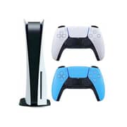 Sony PlayStation 5 Disc Console White with Extra Wireless Blue Controller - International Version