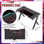 Gameon Hawksbill Series RGB Flowing Light Gaming Desk Black