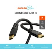 Porodo Blue 4K/60Hz HDMI Cable Ultra HD (2m/6.6ft) - Black