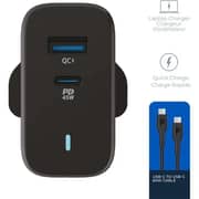 Powerology PD 45W USB-C To C Cable Dual Port Charger 63W Black