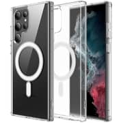 Glassology Magnetic Charging Clear Case for Samsung Galaxy S23 Plus 5G - Slim Anti-Slip Design, Inbuilt Dust Plugs, Shockproof, Camera Protection - Transparent