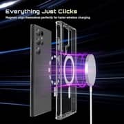 Glassology Magnetic Charging Clear Case for Samsung Galaxy S23 Plus 5G - Slim Anti-Slip Design, Inbuilt Dust Plugs, Shockproof, Camera Protection - Transparent
