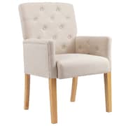 vidaXL Dining Chairs with Armrests 2 pcs Beige Fabric