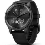 Garmin 010-02665-00 Vivomove Trend Hybrid Smart Watch 40mm Slate Stainless Steel Bezel With Black Case and Silicone Band