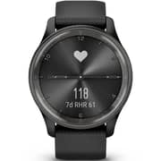 Garmin 010-02665-00 Vivomove Trend Hybrid Smart Watch 40mm Slate Stainless Steel Bezel With Black Case and Silicone Band