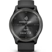 Garmin 010-02665-00 Vivomove Trend Hybrid Smart Watch 40mm Slate Stainless Steel Bezel With Black Case and Silicone Band