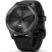 Garmin 010-02665-00 Vivomove Trend Hybrid Smart Watch 40mm Slate Stainless Steel Bezel With Black Case and Silicone Band