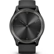 Garmin 010-02665-00 Vivomove Trend Hybrid Smart Watch 40mm Slate Stainless Steel Bezel With Black Case and Silicone Band