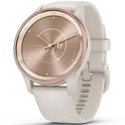 Garmin 010-02665-01 Vivomove Trend Hybrid Smart Watch 40mm Peach Gold Stainless Steel Bezel With Ivory Case and Silicone Band