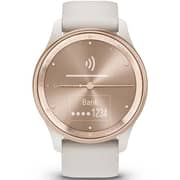 Garmin 010-02665-01 Vivomove Trend Hybrid Smart Watch 40mm Peach Gold Stainless Steel Bezel With Ivory Case and Silicone Band