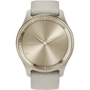 Garmin 010-02665-02 Vivomove Trend Hybrid Smart Watch 40mm Cream Gold Stainless Steel Bezel With French Grey Case and Silicone Band