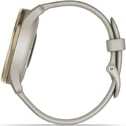 Garmin 010-02665-02 Vivomove Trend Hybrid Smart Watch 40mm Cream Gold Stainless Steel Bezel With French Grey Case and Silicone Band