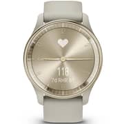 Garmin 010-02665-02 Vivomove Trend Hybrid Smart Watch 40mm Cream Gold Stainless Steel Bezel With French Grey Case and Silicone Band