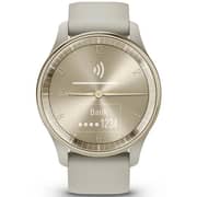 Garmin 010-02665-02 Vivomove Trend Hybrid Smart Watch 40mm Cream Gold Stainless Steel Bezel With French Grey Case and Silicone Band