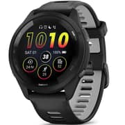 Garmin 010-02810-10 Forerunner 265 Smart Watch 46mm Black Bezel With Black Case and Black/Powder Gray Silicone Band