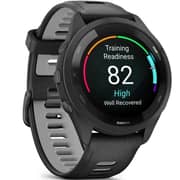 Garmin 010-02810-10 Forerunner 265 Smart Watch 46mm Black Bezel With Black Case and Black/Powder Gray Silicone Band