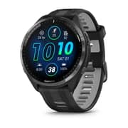 Garmin Forerunner 965 Premium GPS Running and Triathlon Smartwatch Carbon Grey DLC Titanium Bezel with Black Case and Black/Powder Grey Silicone Band 010-02809-10