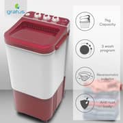 Gratus 7Kg Single Tub Washing Machine Dark Maroon - GWST70-DM