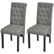 vidaXL 2 Dining Chairs Fabric Upholstery Dark Grey High Back