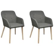 vidaXL Oak Indoor Fabric Dining Chair Set 2 pcs with Armrest Dark Grey